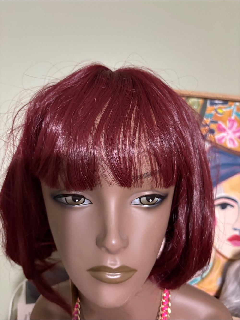 Synthetic Heat Resistant Women's Wig - Deep Burgundy